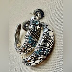 John Hardy Kali Lavafire Sea Colorway Hoop Post Earrings Sterling Silver & 18K